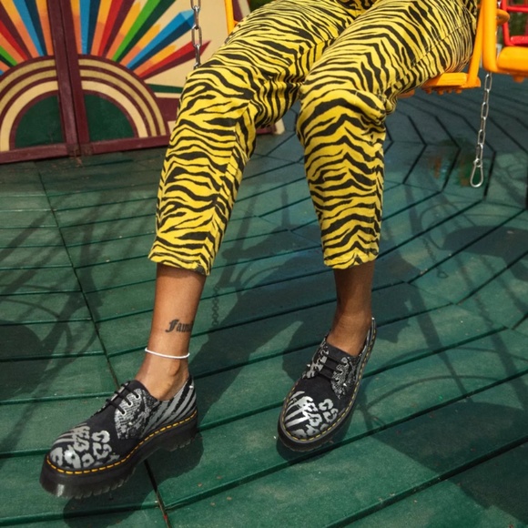 Dr. Martens Shoes - Dr. Martens 1461 Quad Platform Animal Clash Leather Suede Spike Stud Punk Shoes